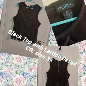 Black Tank Top with Lattice Detail